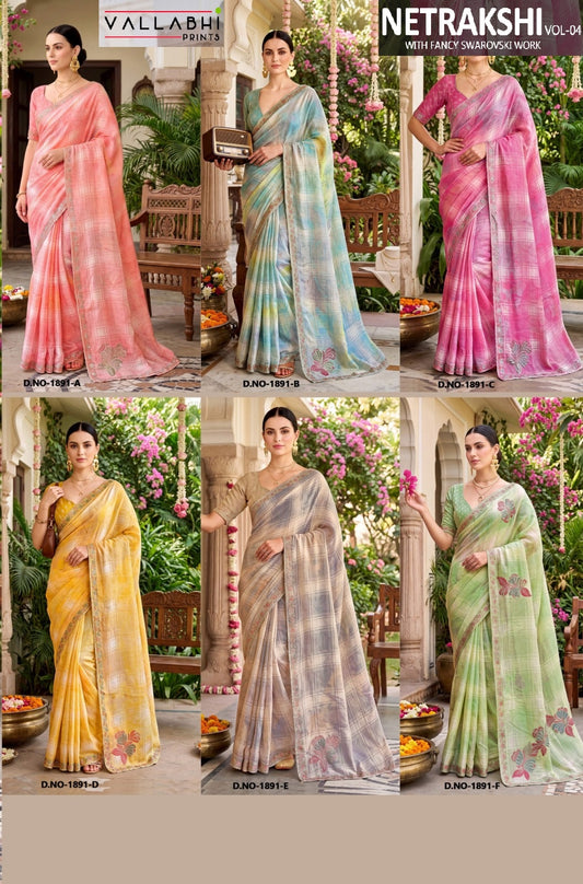 Netrakshi Vol 4 Vallabhi Prints Brasso Sarees Exporter Ahmedabad