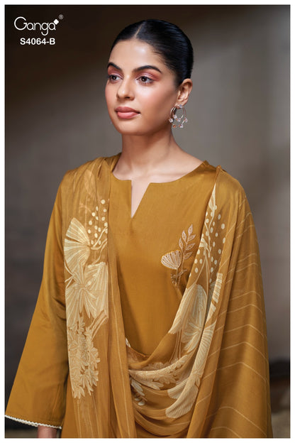 Nevaehi 4064 Ganga Cotton Satin Plazzo Style Suits Exporter India