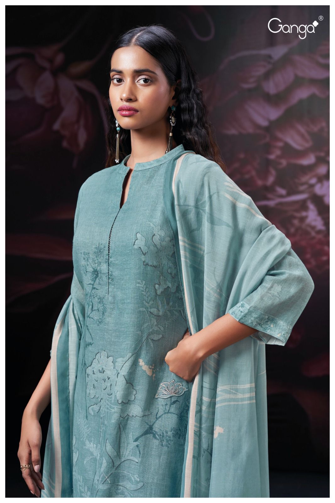 Nevelle 2555 Ganga Pure Linen Plazzo Style Suits Wholesale