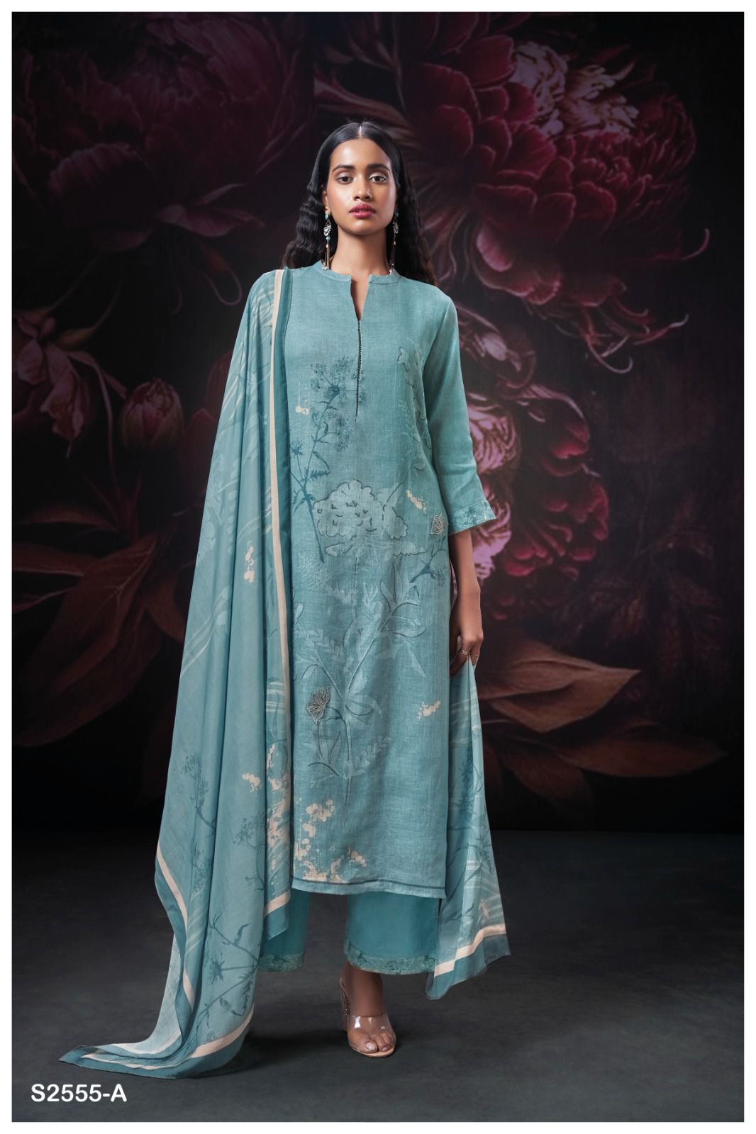 Nevelle 2555 Ganga Pure Linen Plazzo Style Suits Wholesale
