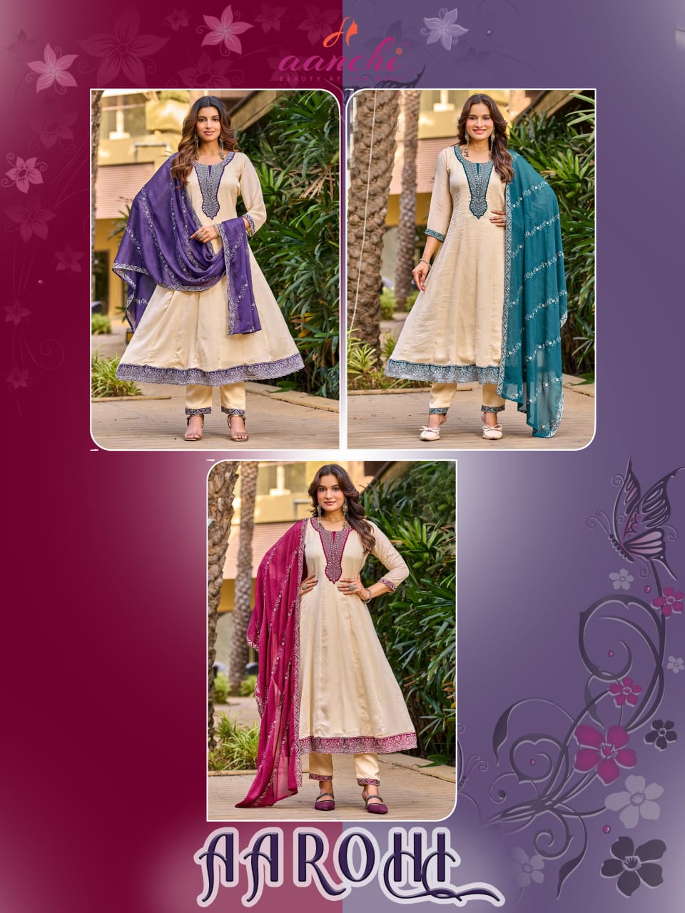 New Aarohi Aanchi Silk Readymade Anarkali Suits Exporter India