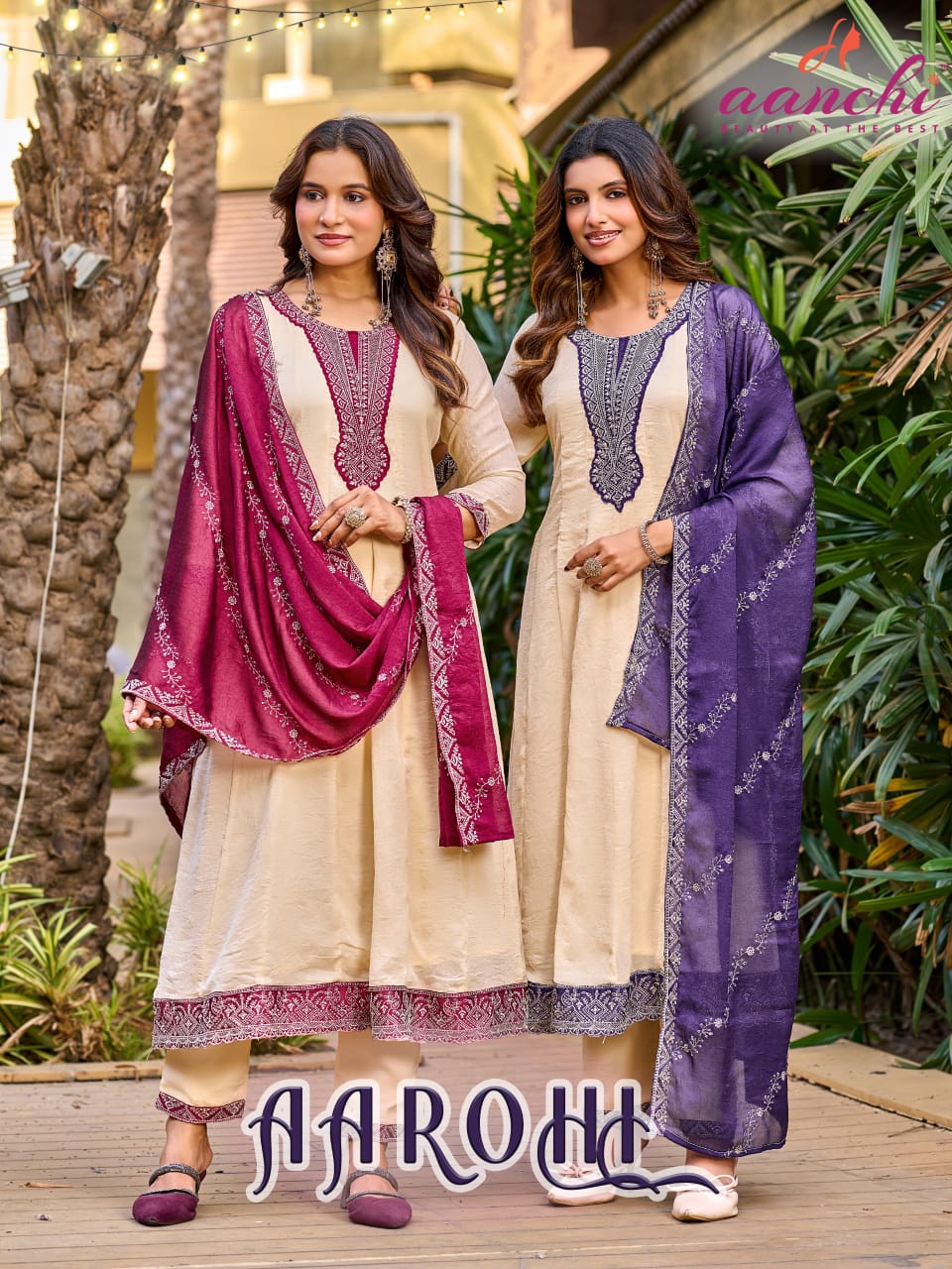 New Aarohi Aanchi Silk Readymade Anarkali Suits Exporter India