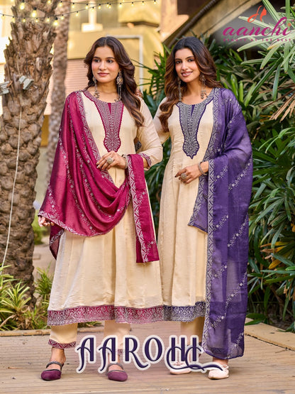 New Aarohi Aanchi Silk Readymade Anarkali Suits Exporter India