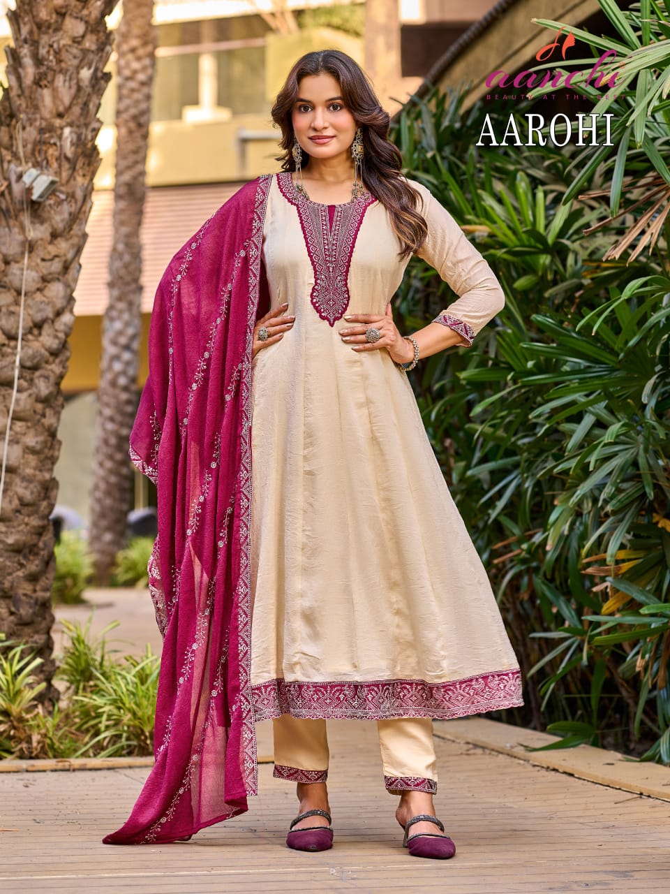 New Aarohi Aanchi Silk Readymade Anarkali Suits Exporter India