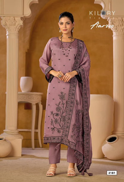 New Aarzoo Kilory Organza Silk Pant Style Suits Supplier Ahmedabad