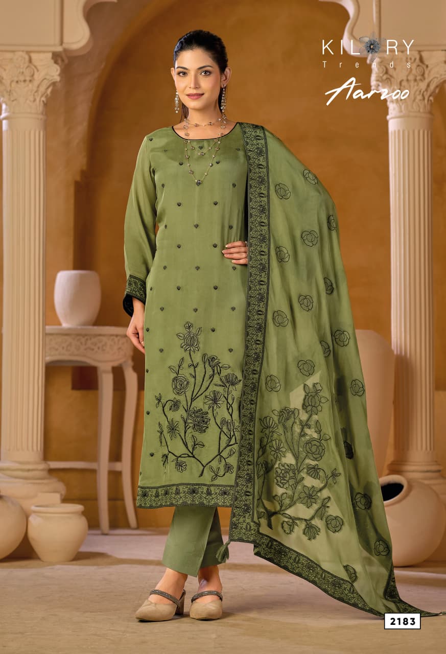 New Aarzoo Kilory Organza Silk Pant Style Suits Supplier Ahmedabad