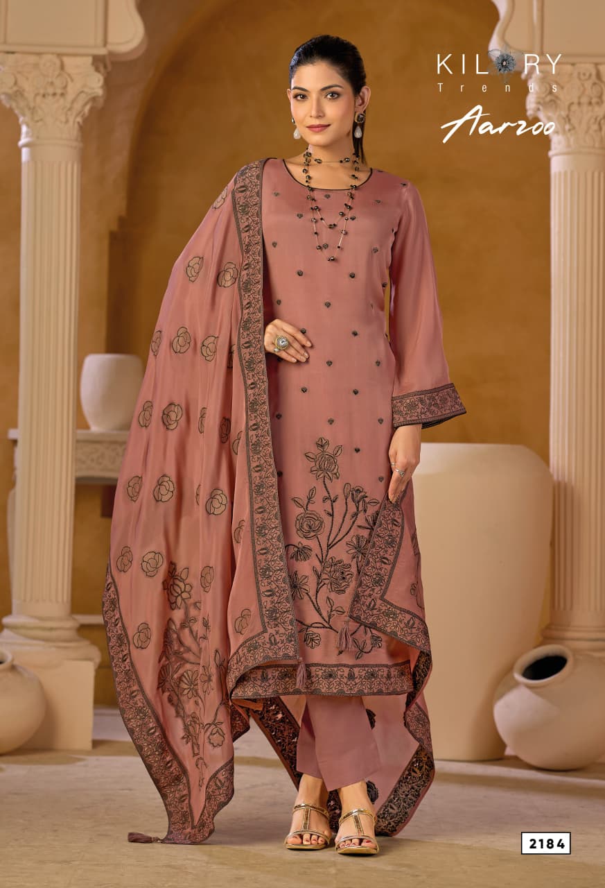New Aarzoo Kilory Organza Silk Pant Style Suits Supplier Ahmedabad