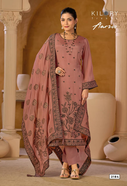New Aarzoo Kilory Organza Silk Pant Style Suits Supplier Ahmedabad