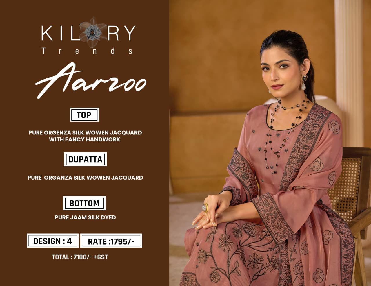 New Aarzoo Kilory Organza Silk Pant Style Suits Supplier Ahmedabad