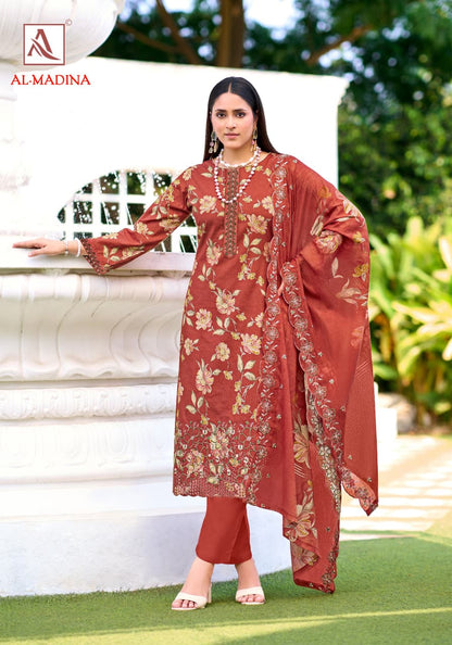 New Al Madina Alok Cambric Cotton Karachi Salwar Suits Wholesale Price