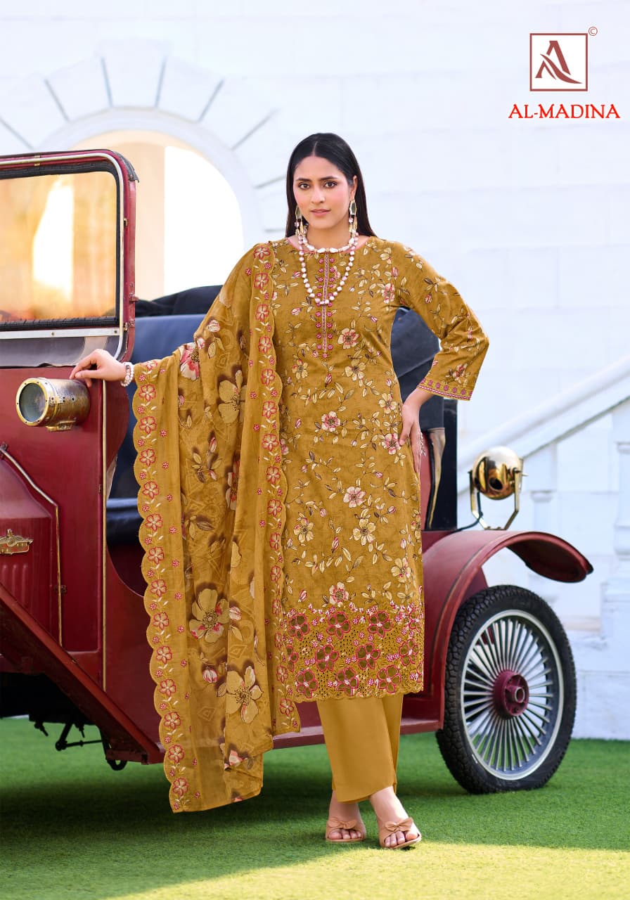 New Al Madina Alok Cambric Cotton Karachi Salwar Suits Wholesale Price
