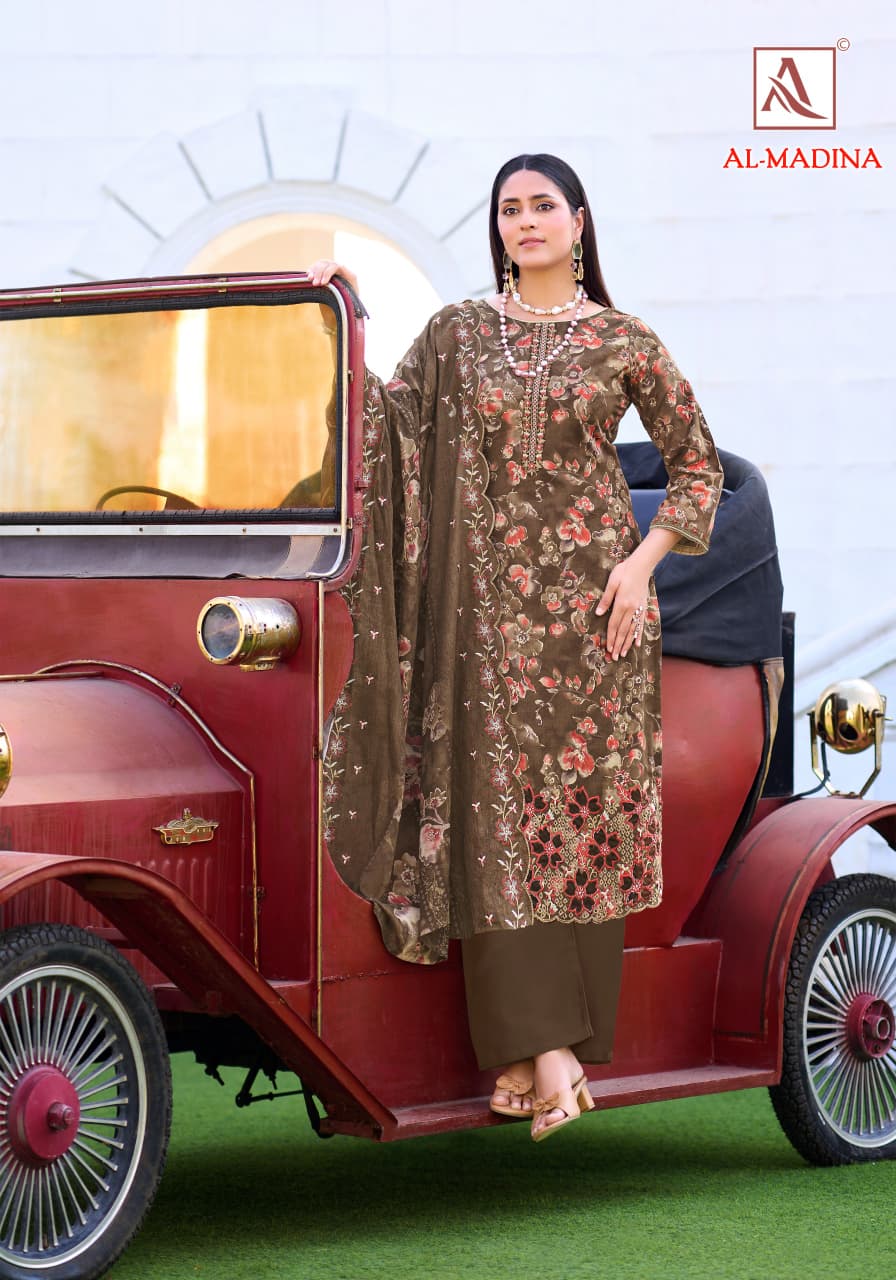 New Al Madina Alok Cambric Cotton Karachi Salwar Suits Wholesale Price