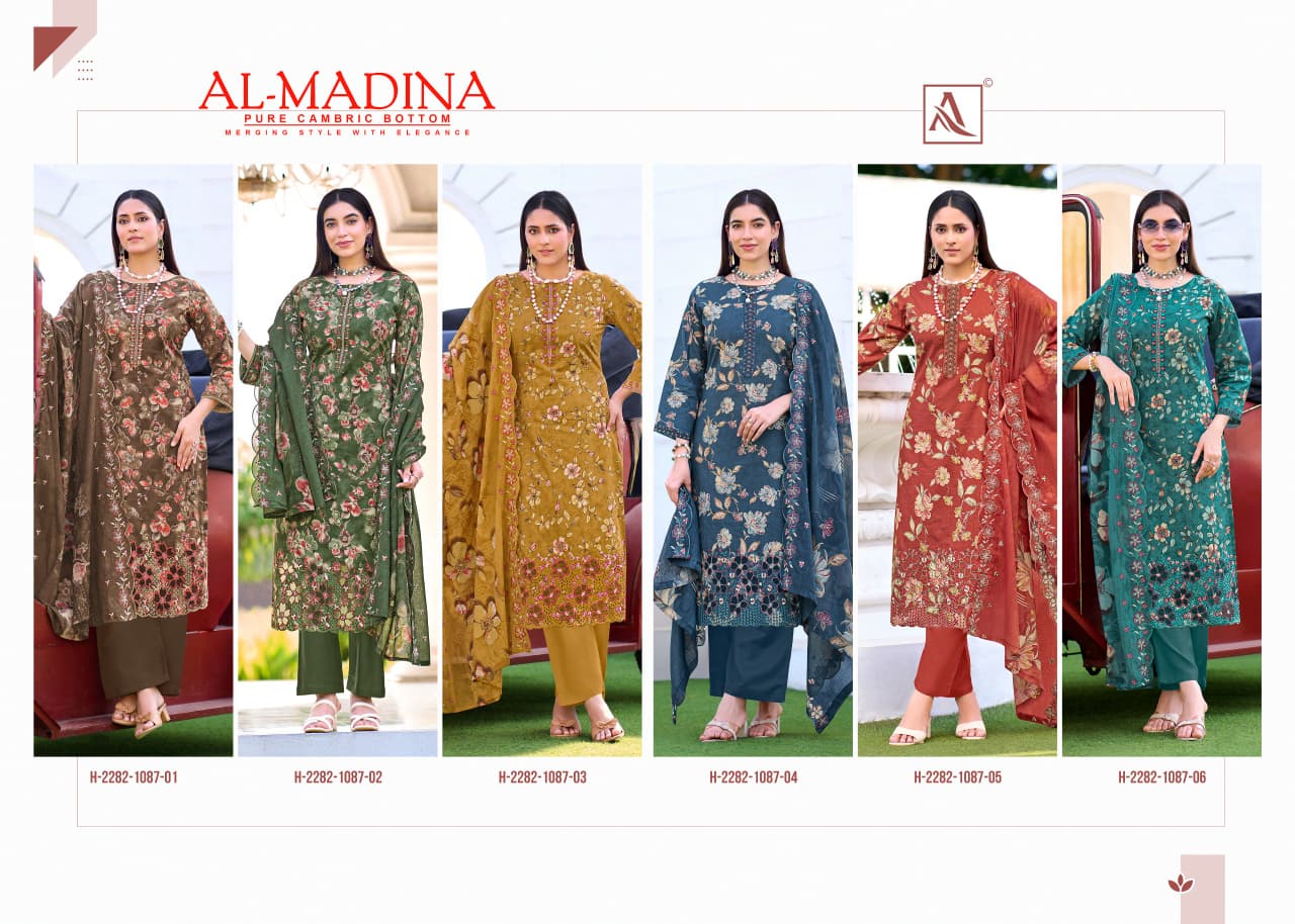 New Al Madina Alok Cambric Cotton Karachi Salwar Suits Wholesale Price