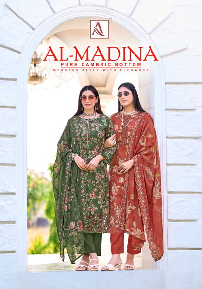 New Al Madina Alok Cambric Cotton Karachi Salwar Suits Wholesale Price