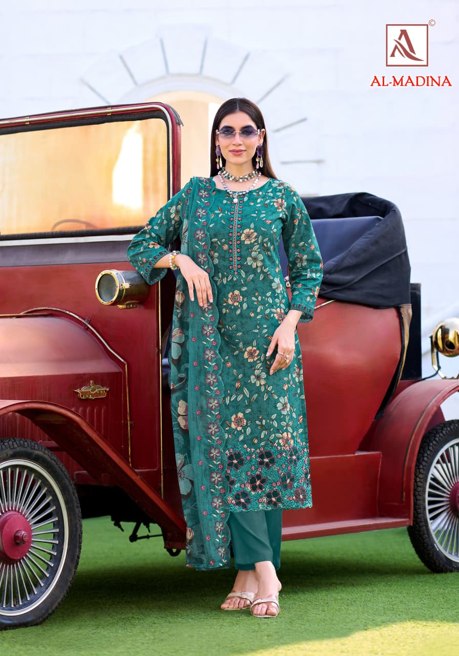 New Al Madina Alok Cambric Cotton Karachi Salwar Suits Wholesale Price