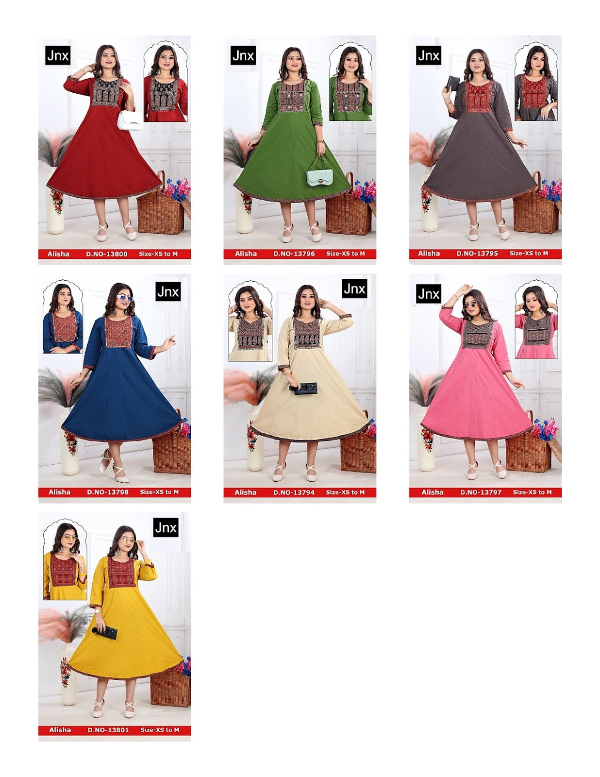 New Alisha Jnx Cotton Anarkali Kurtis Wholesale Price