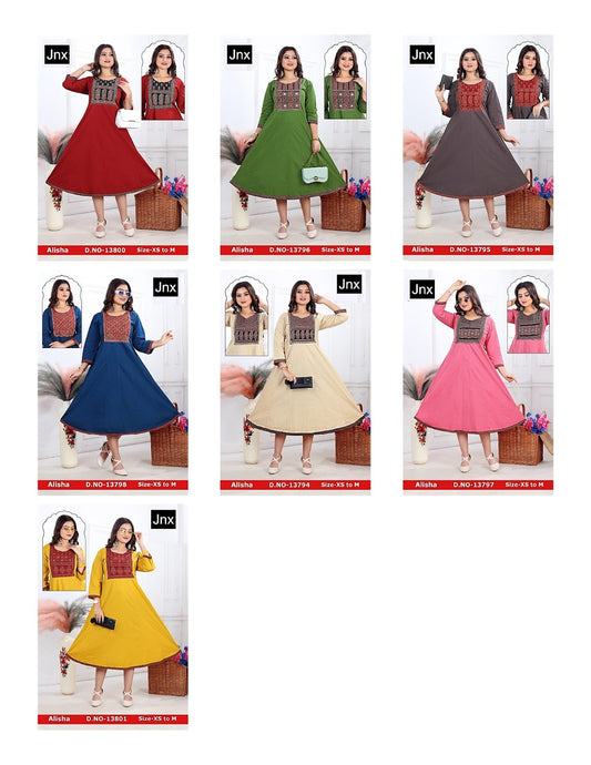 New Alisha Jnx Cotton Anarkali Kurtis Wholesale Price