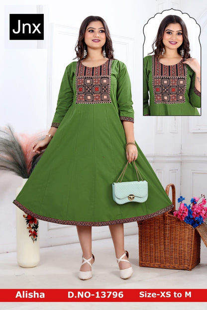 New Alisha Jnx Cotton Anarkali Kurtis Wholesale Price