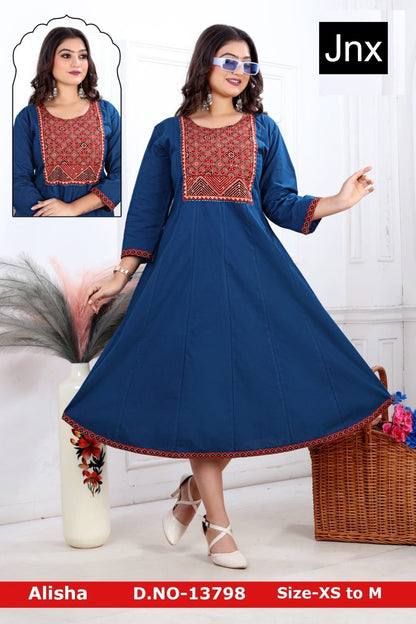 New Alisha Jnx Cotton Anarkali Kurtis Wholesale Price