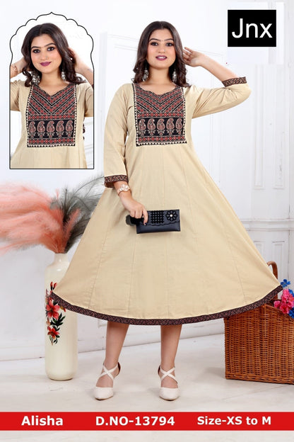 New Alisha Jnx Cotton Anarkali Kurtis Wholesale Price