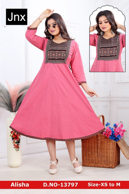 New Alisha Jnx Cotton Anarkali Kurtis Wholesale Price