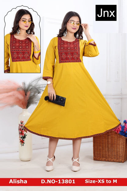 New Alisha Jnx Cotton Anarkali Kurtis Wholesale Price