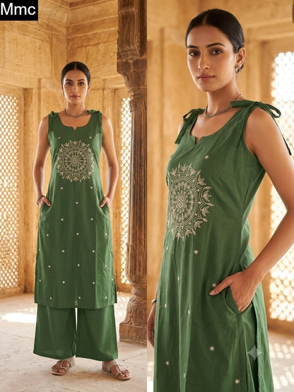 New Almond Flower Mmc Dhabu Cotton Co Ord Set Wholesale Price