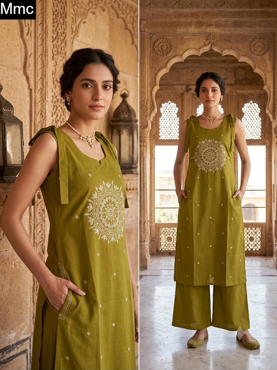 New Almond Flower Mmc Dhabu Cotton Co Ord Set Wholesale Price