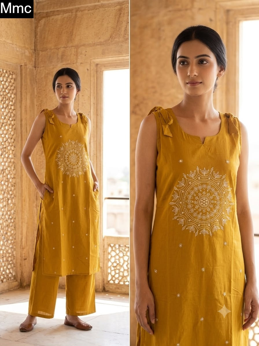 New Almond Flower Mmc Dhabu Cotton Co Ord Set Wholesale Price