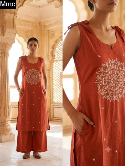 New Almond Flower Mmc Dhabu Cotton Co Ord Set Wholesale Price