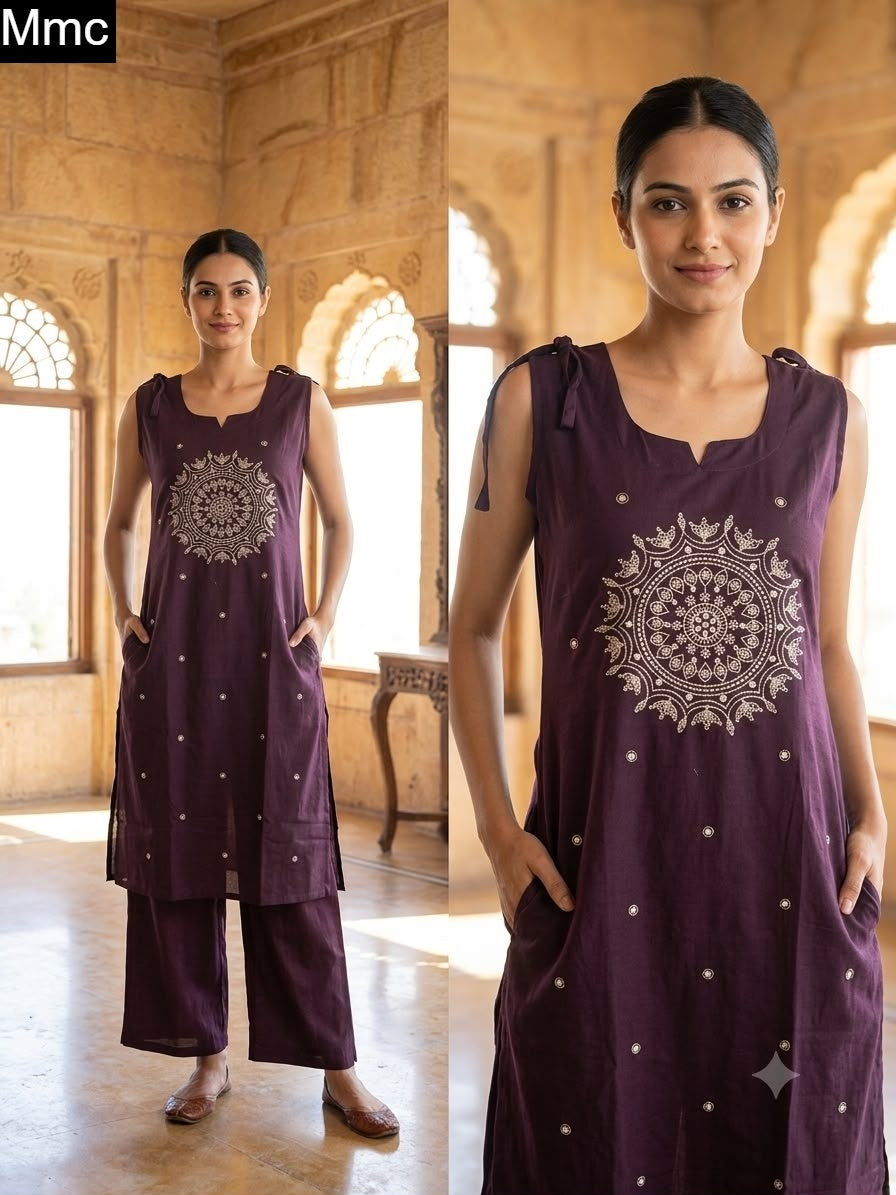 New Almond Flower Mmc Dhabu Cotton Co Ord Set Wholesale Price