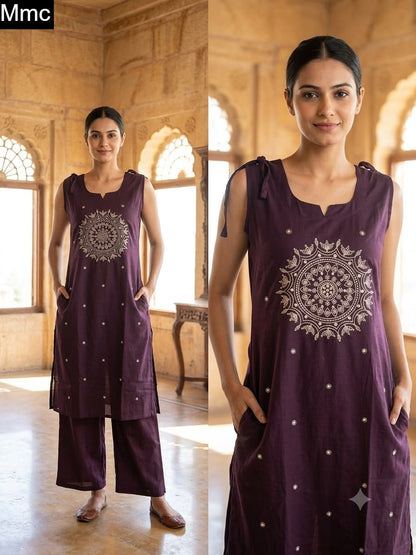 New Almond Flower Mmc Dhabu Cotton Co Ord Set Wholesale Price