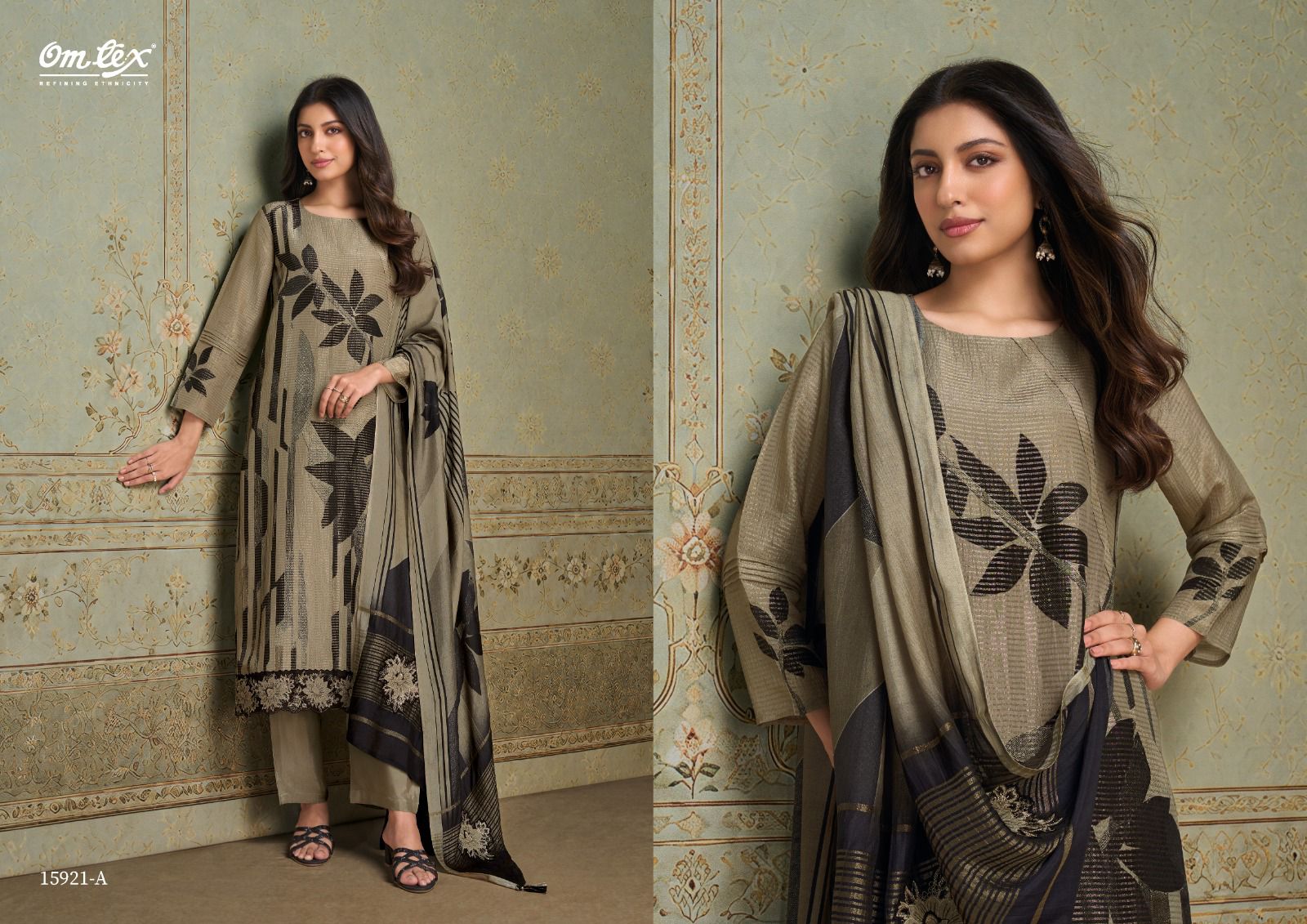New Amara Omtex Crape Pant Style Suits Manufacturer India