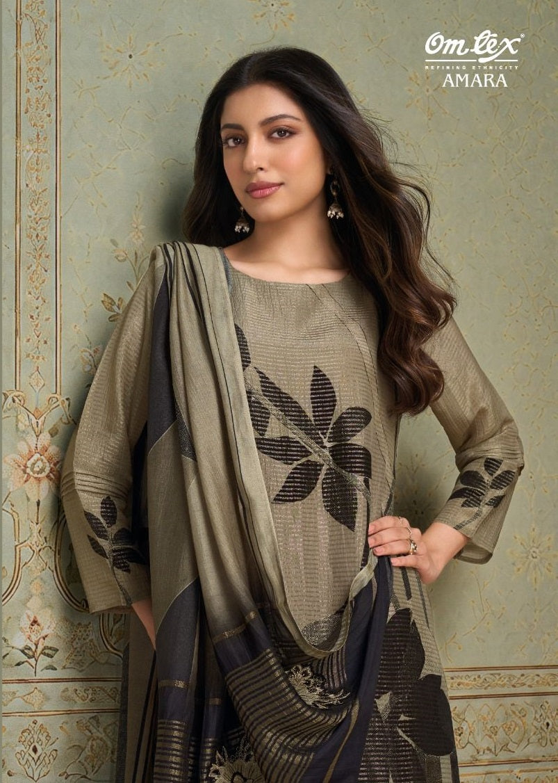 New Amara Omtex Crape Pant Style Suits Manufacturer India