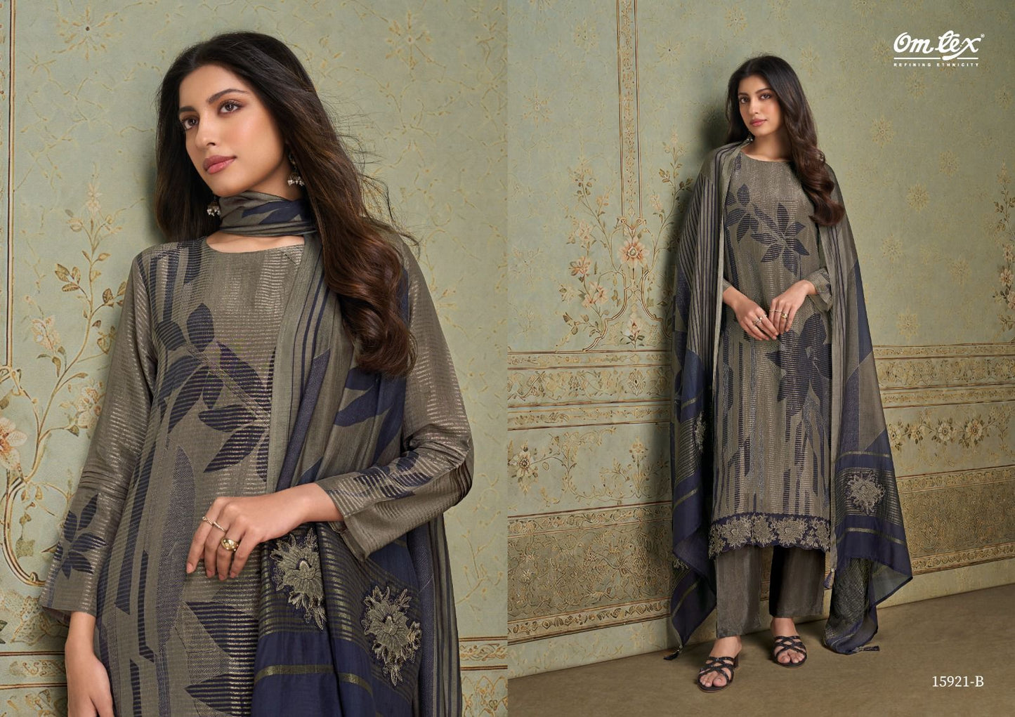 New Amara Omtex Crape Pant Style Suits Manufacturer India