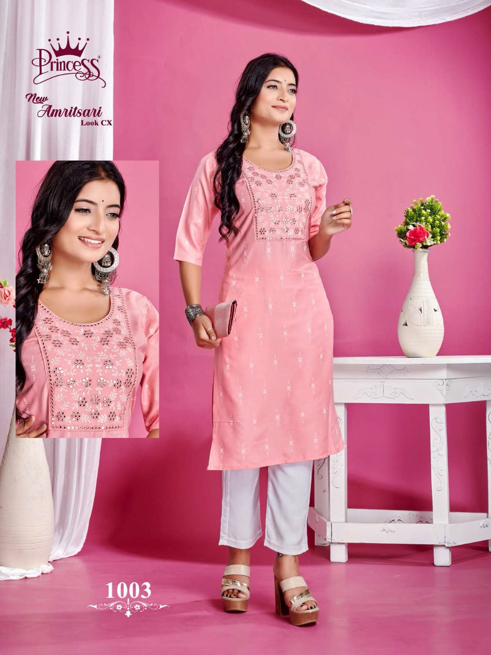 New Amritsari Look Cx Princess Creation Heavy Rayon Knee Length Kurtis