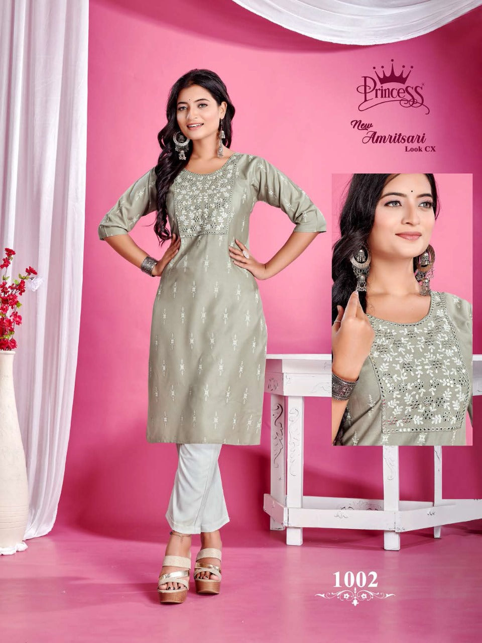 New Amritsari Look Cx Princess Creation Heavy Rayon Knee Length Kurtis