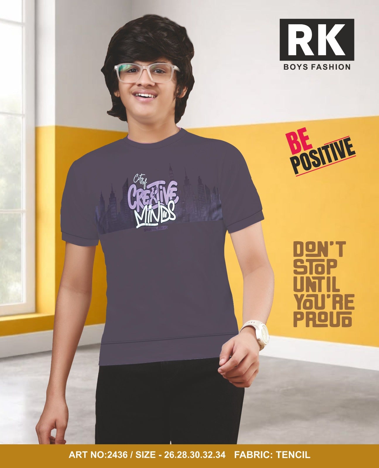 New Art No 2436 Rk Tencil Lycra Boys Tshirt Exporter Ahmedabad