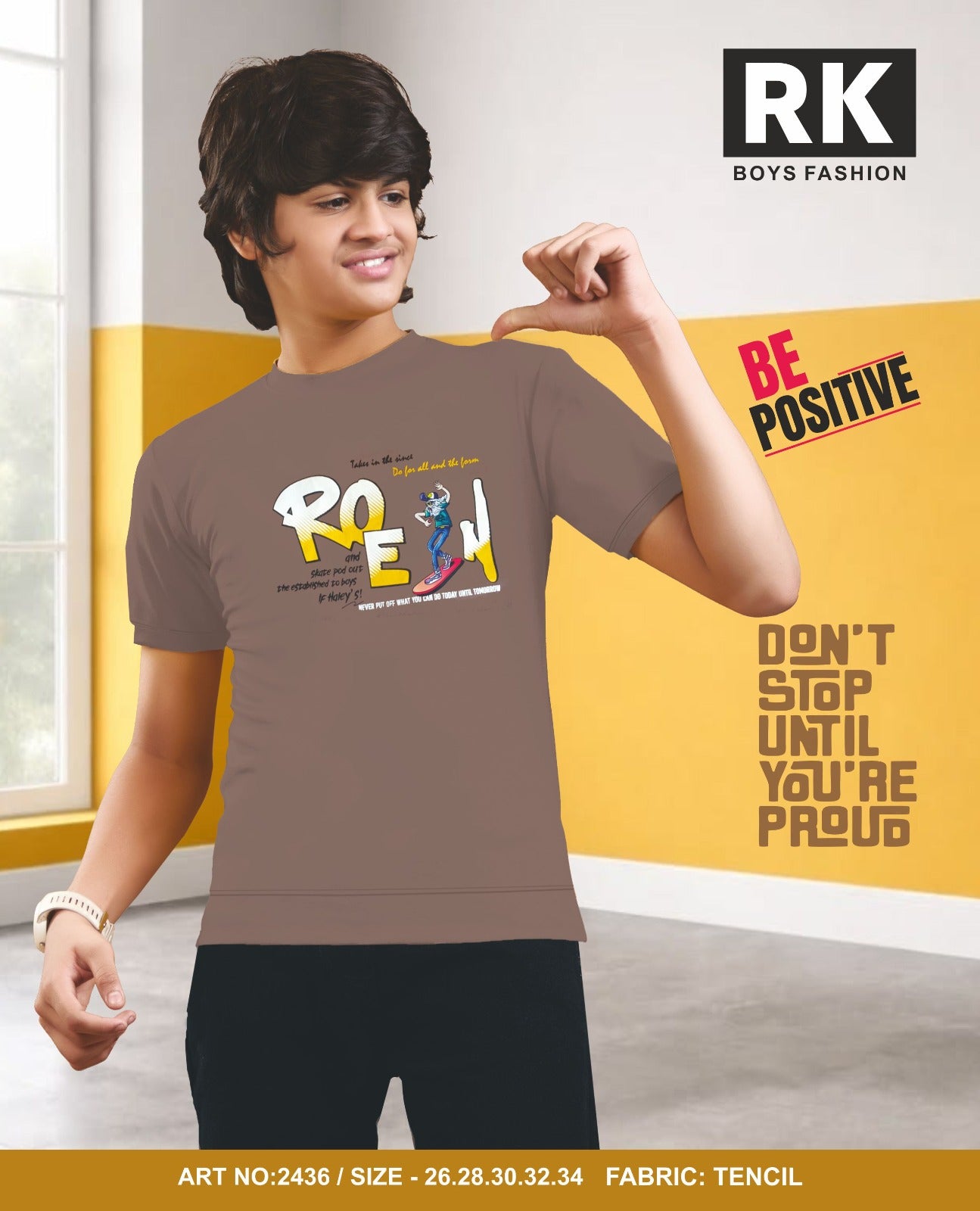 New Art No 2436 Rk Tencil Lycra Boys Tshirt Exporter Ahmedabad