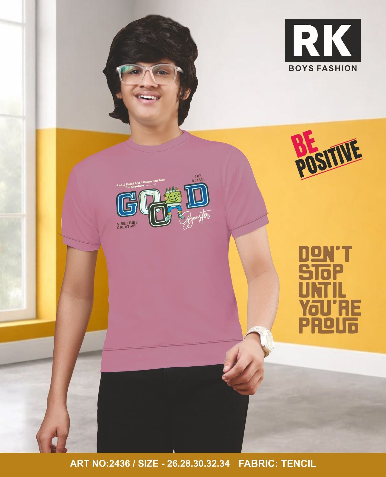 New Art No 2436 Rk Tencil Lycra Boys Tshirt Exporter Ahmedabad