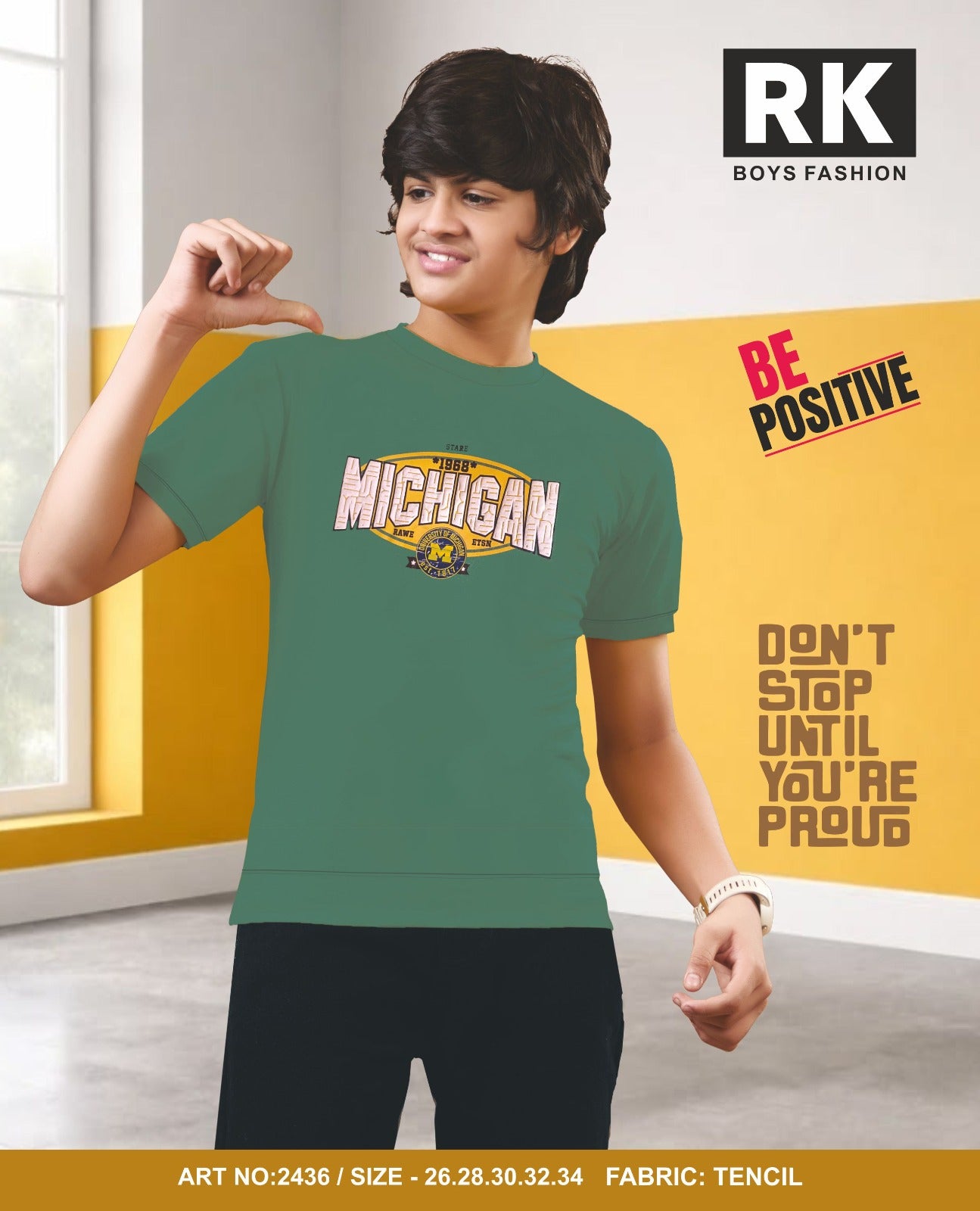New Art No 2436 Rk Tencil Lycra Boys Tshirt Exporter Ahmedabad