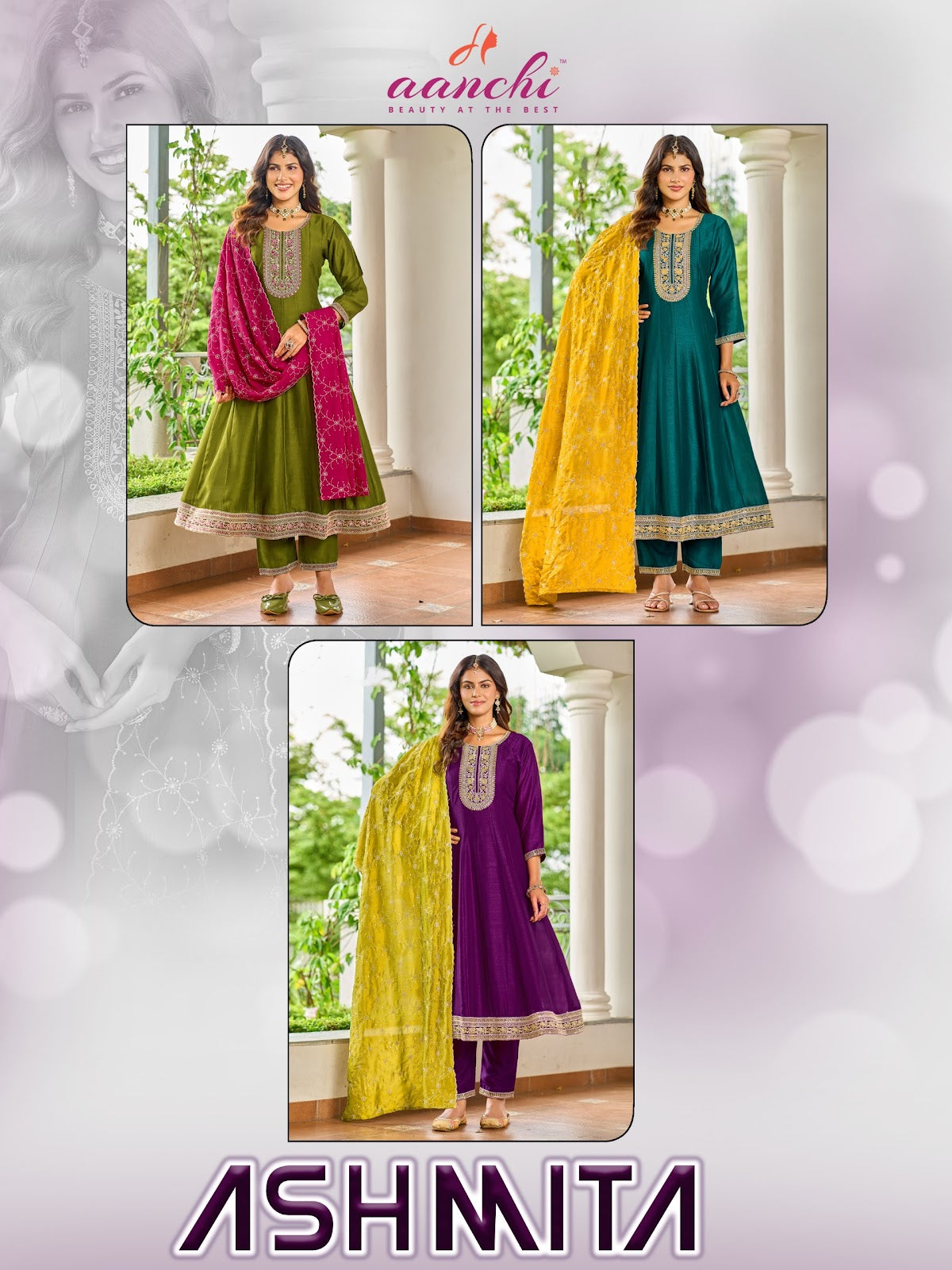 New Ashmita Aanchi Vichitra Silk Readymade Anarkali Suits Exporter India