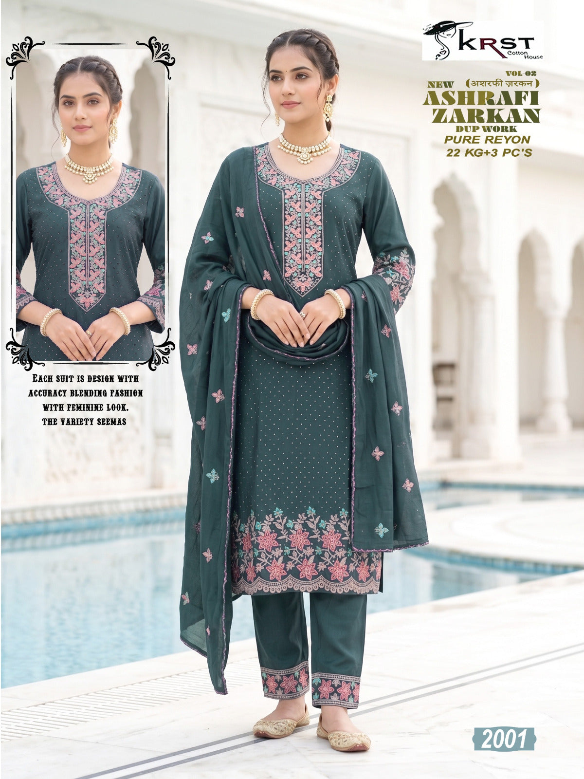 New Ashrafi Zarkan Vol 2 Krst Reyon Karachi Readymade Suits Wholesaler India
