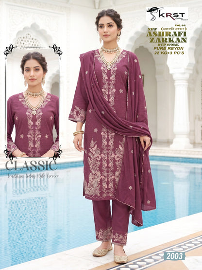 New Ashrafi Zarkan Vol 2 Krst Reyon Karachi Readymade Suits Wholesaler India