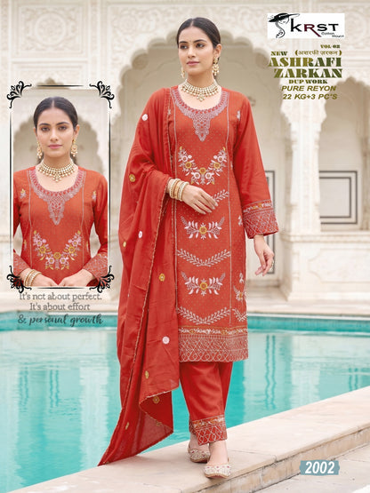 New Ashrafi Zarkan Vol 2 Krst Reyon Karachi Readymade Suits Wholesaler India