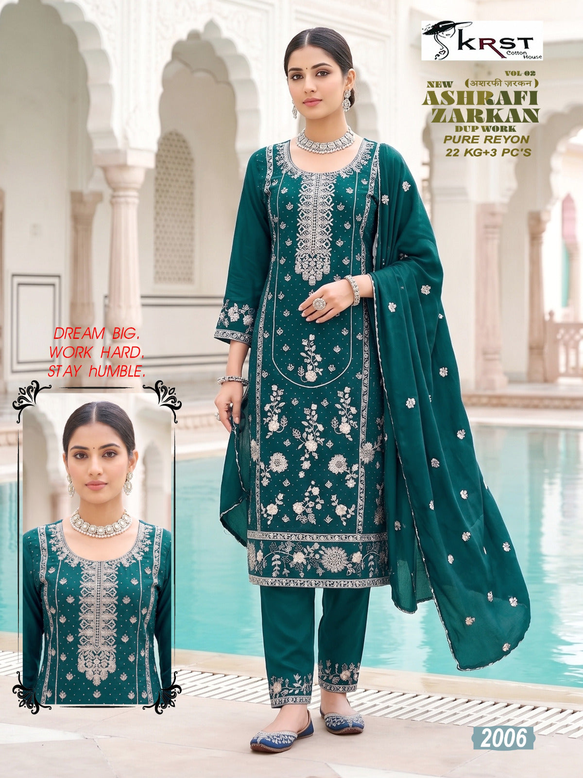 New Ashrafi Zarkan Vol 2 Krst Reyon Karachi Readymade Suits Wholesaler India
