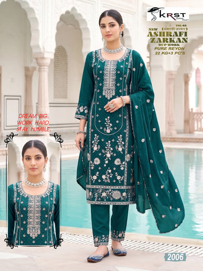 New Ashrafi Zarkan Vol 2 Krst Reyon Karachi Readymade Suits Wholesaler India