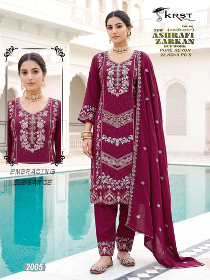 New Ashrafi Zarkan Vol 2 Krst Reyon Karachi Readymade Suits Wholesaler India