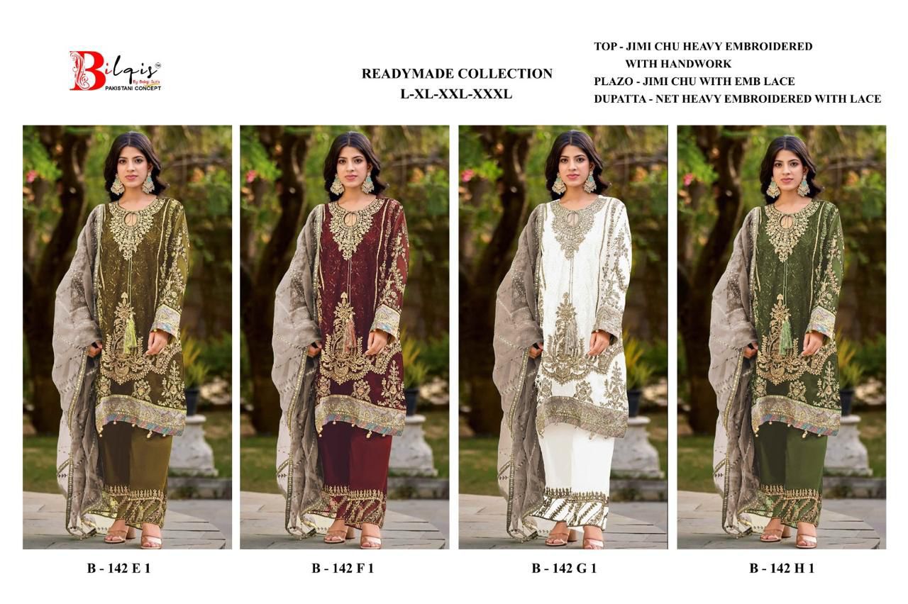 New B 142 E1 To H1 Bilqis Jimmy Choo Pakistani Readymade Suits Wholesaler Ahmedabad