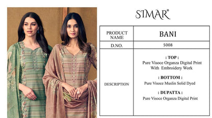 New Bani Organza Simar Viscose Pant Style Suits Wholesaler Ahmedabad